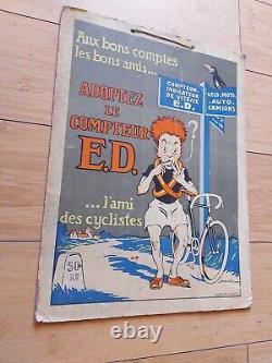 Carton Publicitaire Lithographie, Compteur Ed, Ami Des Cycliste (velo)