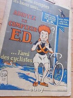 Carton Publicitaire Lithographie, Compteur Ed, Ami Des Cycliste (velo)