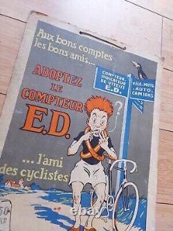 Carton Publicitaire Lithographie, Compteur Ed, Ami Des Cycliste (velo)