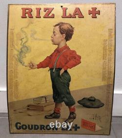 Carton calendrier 1908 papier cigarettes RIX LA CROIX + no plaque émaillée tin