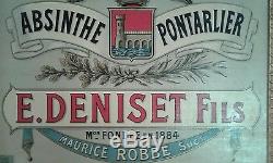 Carton pub absinthe pontarlier deniset rare plaque émaillée