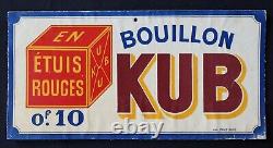 Carton publicitaire BOUILLON KUB EN ETUIS ROUGES Camis épicerie Plaque émaillée