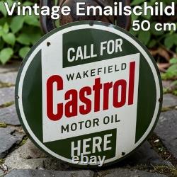 Castrol Vintage Plaque Publicitaire Émaillée Originale