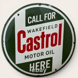 Castrol Vintage Plaque Publicitaire Émaillée Originale