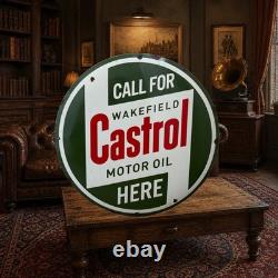 Castrol Vintage Plaque Publicitaire Émaillée Originale
