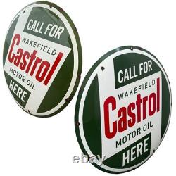 Castrol Vintage Plaque Publicitaire Émaillée Originale