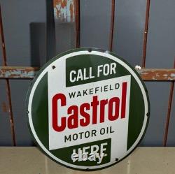 Castrol Vintage Plaque Publicitaire Émaillée Originale