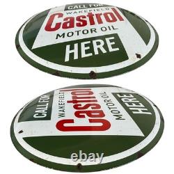 Castrol Vintage Plaque Publicitaire Émaillée Originale