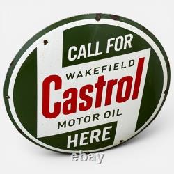 Castrol Vintage Plaque Publicitaire Émaillée Originale