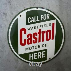 Castrol Vintage Plaque Publicitaire Émaillée Originale