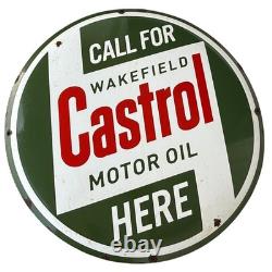 Castrol Vintage Plaque Publicitaire Émaillée Originale