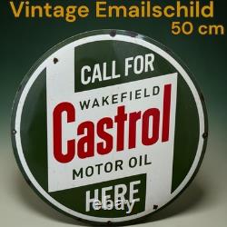Castrol Vintage Plaque Publicitaire Émaillée Originale