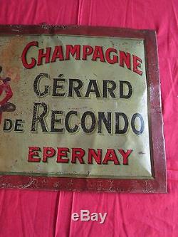 Champagne GERARD DE RECONDO rarissime tole lithographiée Epernay 1895-1905