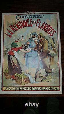 Chicorée La Renommée des Flandres 33x45 plaque carton 1915 Superbe