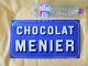 Chocolat MENIER, Grande Plaque emaillee ancienne, superbe état, 28.5x50cm