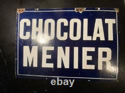 Chocolat MENIER Plaque Emaillée Recto Verso- Double FACE- 3550 cm