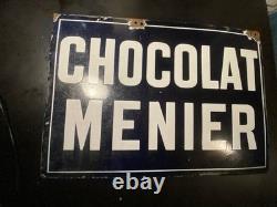 Chocolat MENIER Plaque Emaillée Recto Verso- Double FACE- 3550 cm