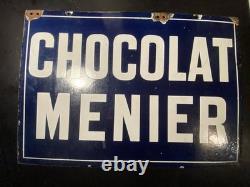 Chocolat MENIER Plaque Emaillée Recto Verso- Double FACE- 3550 cm