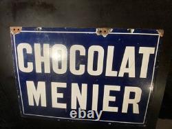Chocolat MENIER Plaque Emaillée Recto Verso- Double FACE- 3550 cm