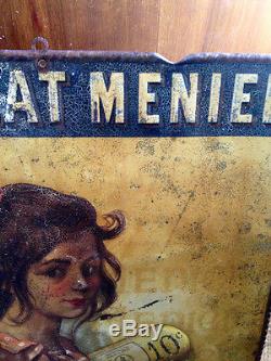 Chocolat MENIER Plaque tole litho pub, 1890 signée ROEDEL, pas émaillée, RARE