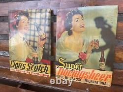Couple Signes Antique Bière Tableau Publicitaire Vintage Ans'50 Cellograf