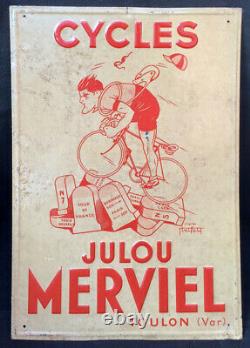 Cycles Julou Merviel à Toulon Rare Tôle Lithographiée embossée / Abel Petit