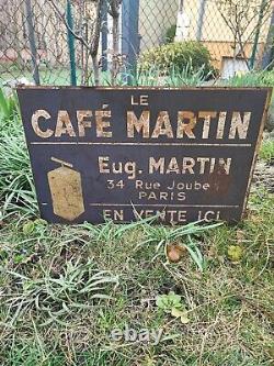 Double plaque tole peinte potence cafe martin paris 51 x 34