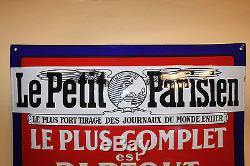 ETAT EXCEPTIONNEL ANCIENNE PLAQUE PUB EMAILLEE BOMBEELE PETIT PARISIEN