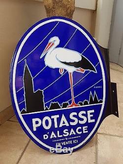 Exceptionnelle Plaque Emaillee Ancienne Potasse D Alsace Double Face Alsace