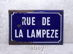 Émail Route Signal France Nîmes Rue De La Lampeze Vintage 42 X 27 Cm