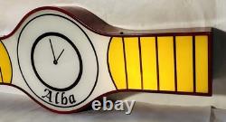 Enseigne Lumineuse Publicitaire Vintage Horloges ALBA 1979 Métal Et Plexiglass