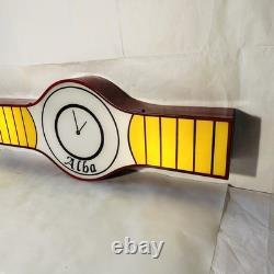 Enseigne Lumineuse Publicitaire Vintage Horloges ALBA 1979 Métal Et Plexiglass