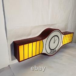 Enseigne Lumineuse Publicitaire Vintage Horloges ALBA 1979 Métal Et Plexiglass