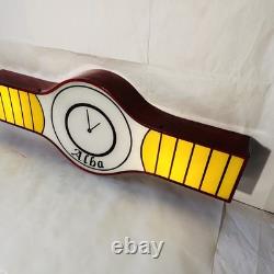 Enseigne Lumineuse Publicitaire Vintage Horloges ALBA 1979 Métal Et Plexiglass