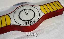 Enseigne Lumineuse Publicitaire Vintage Horloges ALBA 1979 Métal Et Plexiglass