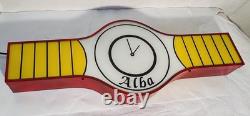 Enseigne Lumineuse Publicitaire Vintage Horloges ALBA 1979 Métal Et Plexiglass
