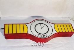 Enseigne Lumineuse Publicitaire Vintage Horloges ALBA 1979 Métal Et Plexiglass