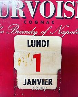 Enseigne Panneau Cognac Courvosier Calendrier Perpétuel Reclame Vintage Plaque