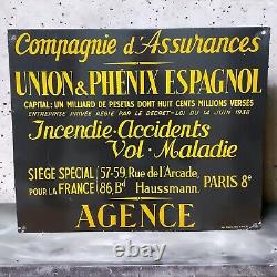 Enseigne Panneau Plaque Panonceau Assurance L'Union 900 Vintage Antique