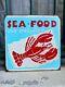 Enseigne Vintage Original Sea Food Peint à la Main De Marty Mummert CM 30 x 30
