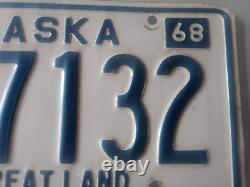 Etats Unis ALASKA 1968 License Plate plaque immatriculation VINTAGE