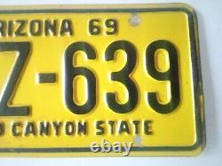 Etats Unis ARIZONA 69 License Plate plaque immatriculation VINTAGE