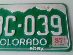 Etats Unis COLORADO 1987 License Plate plaque immatriculation VINTAGE