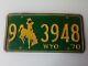 Etats Unis WYOMING 1970 License Plate plaque immatriculation VINTAGE