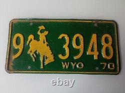 Etats Unis WYOMING 1970 License Plate plaque immatriculation VINTAGE