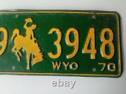 Etats Unis WYOMING 1970 License Plate plaque immatriculation VINTAGE