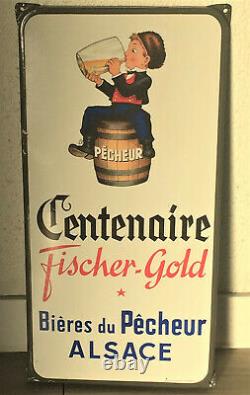 Fischer Gold Centenaire Plaque Emaillee Originale Emaillerie Alsacienne