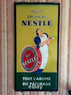 Fixé sous verre 1934 Fromage Petit Gruyère NESTLE no plaque émaillée pub