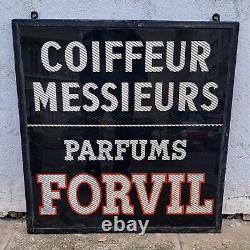 Forvil Coiffeur Messieurs Parfum Fixé Sous Verre Publicité Enseigne Salon