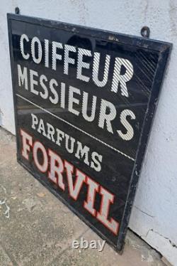 Forvil Coiffeur Messieurs Parfum Fixé Sous Verre Publicité Enseigne Salon